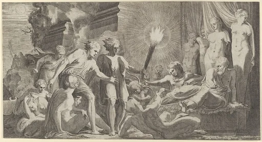 Hercules surprising Fanus who mistook him for Omphale