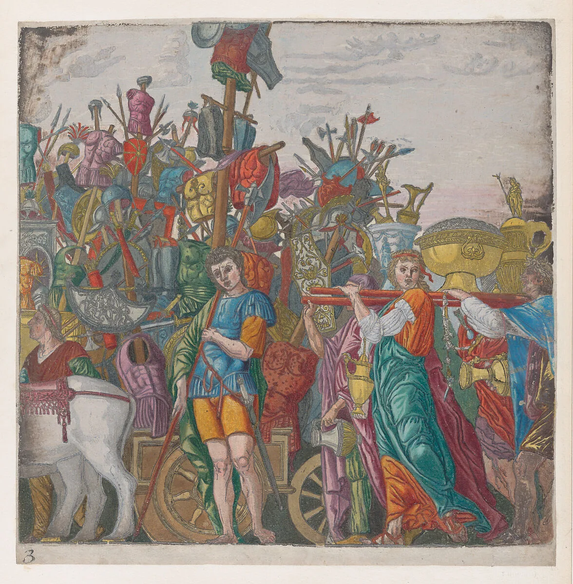 Sheet 3: Trophies of War, from "The Triumph of Julius Caesar" — Andrea Andreani|Andrea Mantegna|Bernardo Malpizzi