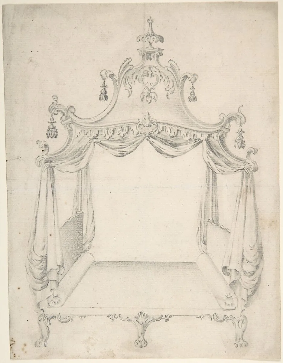 Design for a Four-poster Bed with Hangings — Anonymous, British, 18th century