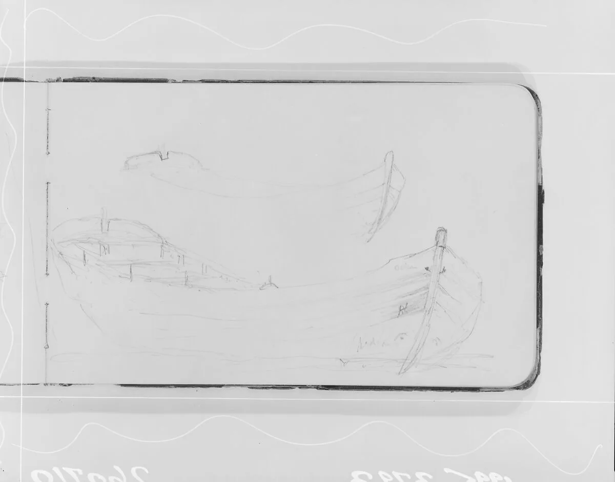 Outline Sketches of Two Rowboats (from Sketchbook) — Albert Bierstadt