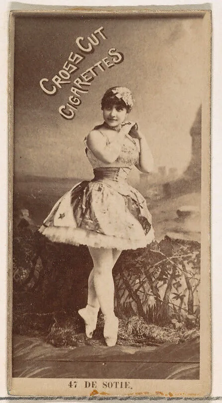 Card Number 47, De Sotie, from the Actors and Actresses series (N145-2) issued by Duke Sons & Co. to promote Cross Cut Cigarettes — W. Duke, Sons & Co.