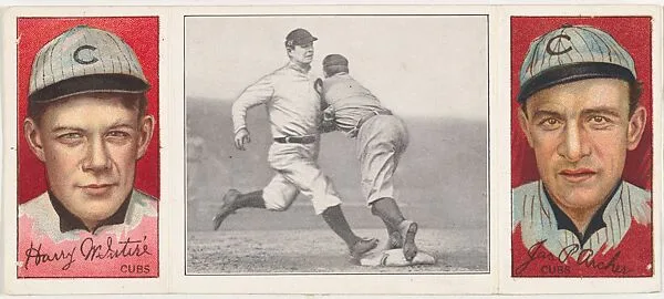 "Chance Beats Out a Hit," with Harry McIntire and J. Archer, from the series Hassan Triple Folders (T202) — Hassan Cigarettes