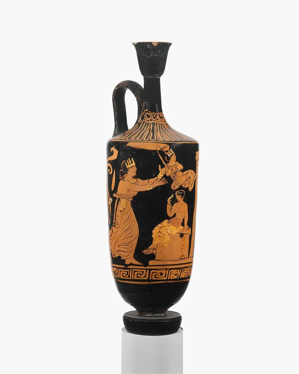 Terracotta lekythos (oil flask) — Lecce Painter