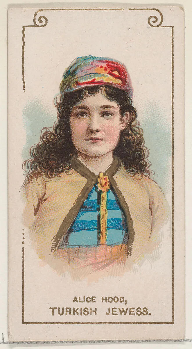 Alice Hood as Turkish Jewess, from the set Actors and Actresses, Second Series (N71) for Duke brand cigarettes — W. Duke, Sons & Co.|Knapp & Company