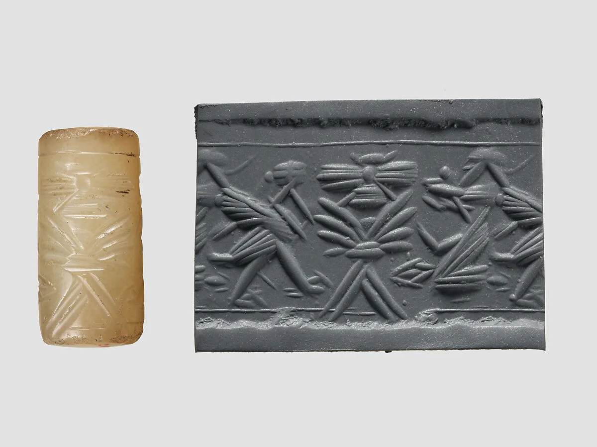 Cylinder seal with cultic scene — Unknown