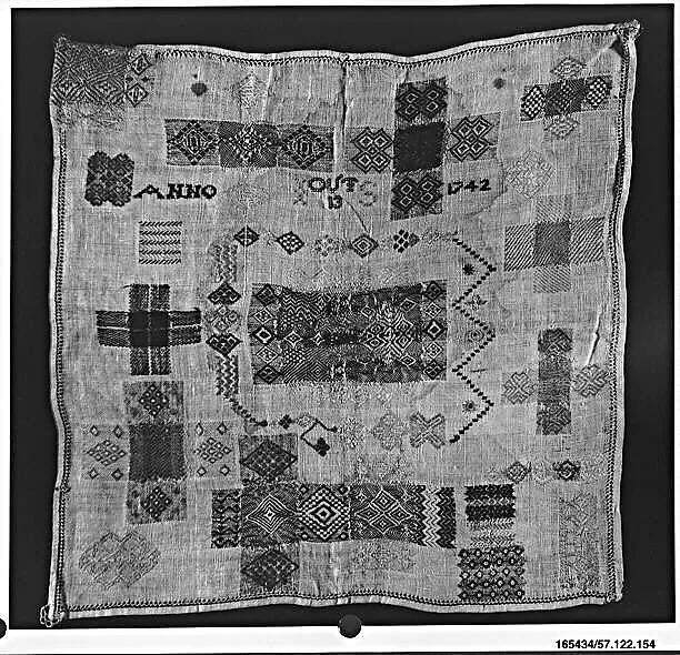 Embroidered darning sampler — Unknown