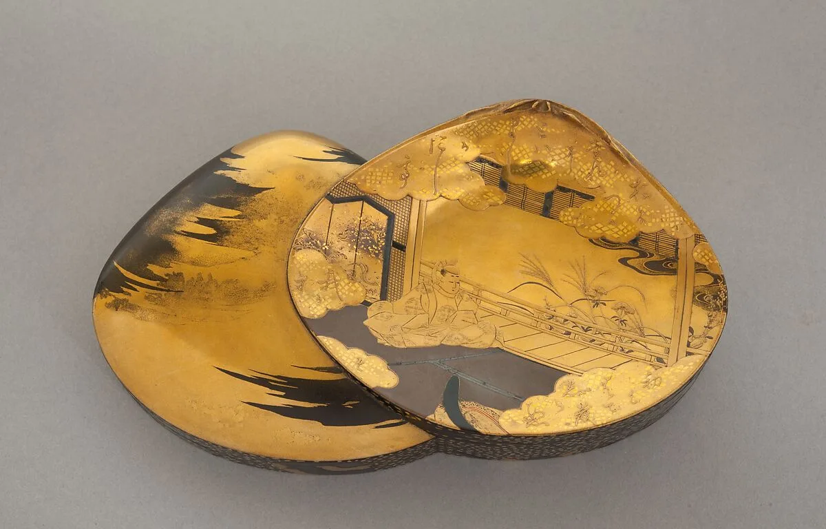 合貝形源氏蒔絵香箱|Incense Box (Kōbako) with Scene from The Tale of Genji — Unknown