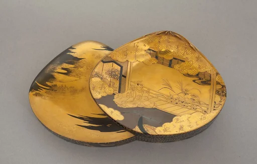 合貝形源氏蒔絵香箱|Incense Box (Kōbako) with Scene from The Tale of Genji