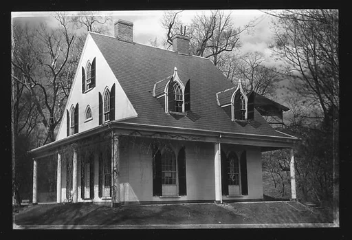 [Gothic Revival House with Pointed-Arch Windows, Chestnut Hill, Massachusetts]