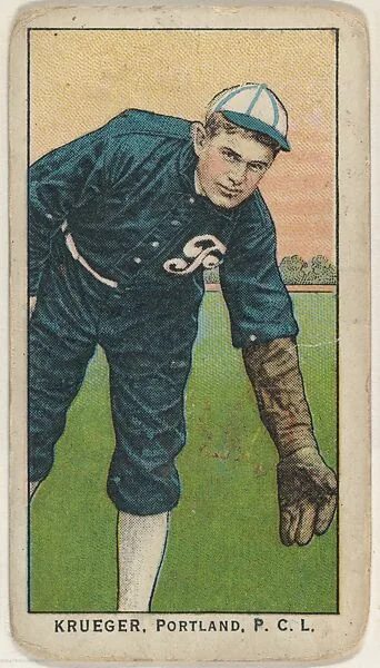 Krueger, Portland, Pacific Coast League, from the "Obak Baseball Players" set (T212), issued by the American Tobacco Company to promote Obak Mouthpiece Cigarettes — American Tobacco Company