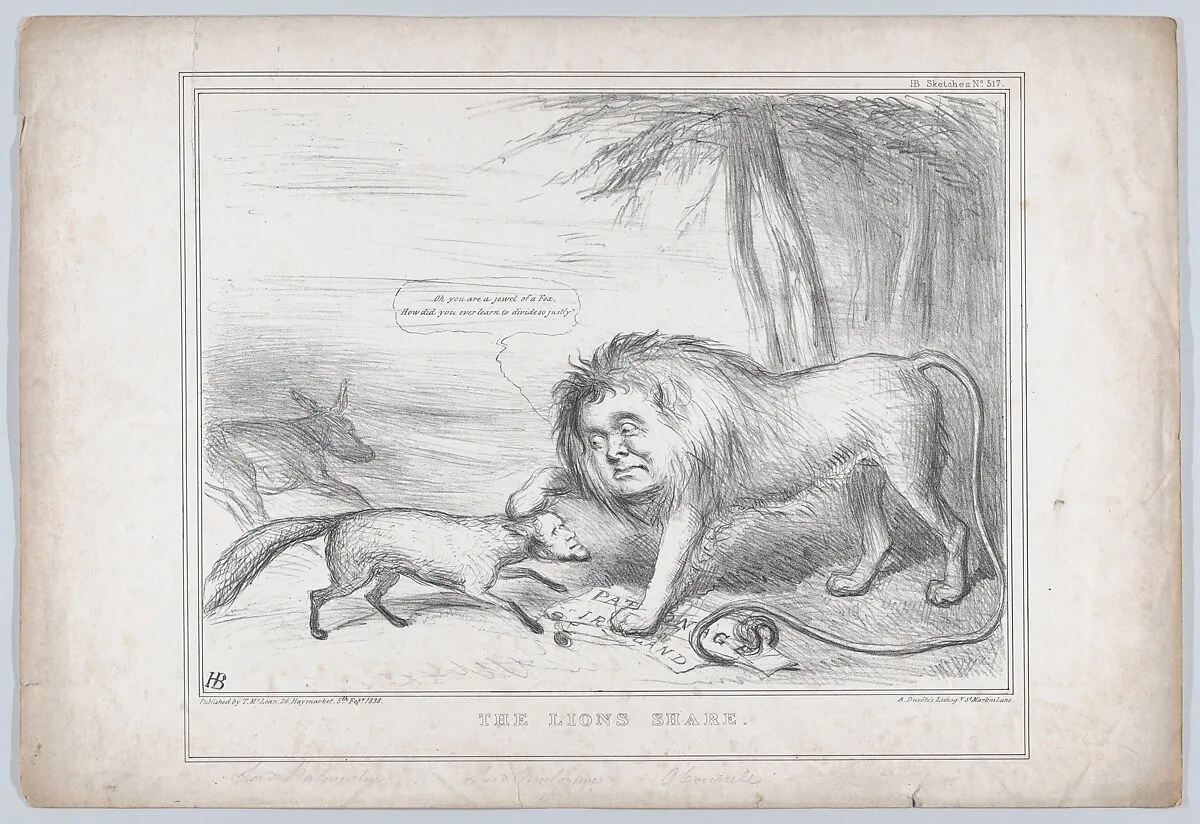 The Lion's Share — Constantine Henry Phipps, 1st Marquess of Normanby|Alfred Ducôte|Thomas McLean|Daniel O'Connell|John Doyle