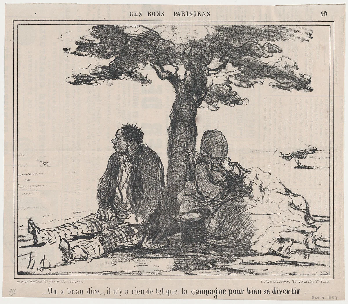 On a beau dire..., from Ces Bons Parisiens, published in Le Charivari, September 4, 1857 — Aaron Martinet|Honoré Daumier|Destouches