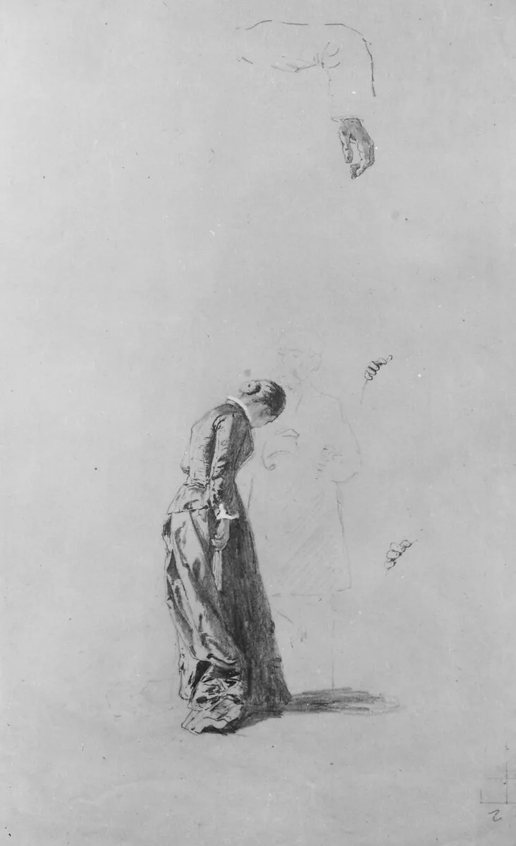 Standing Woman with Man in Outline — Thomas Hovenden