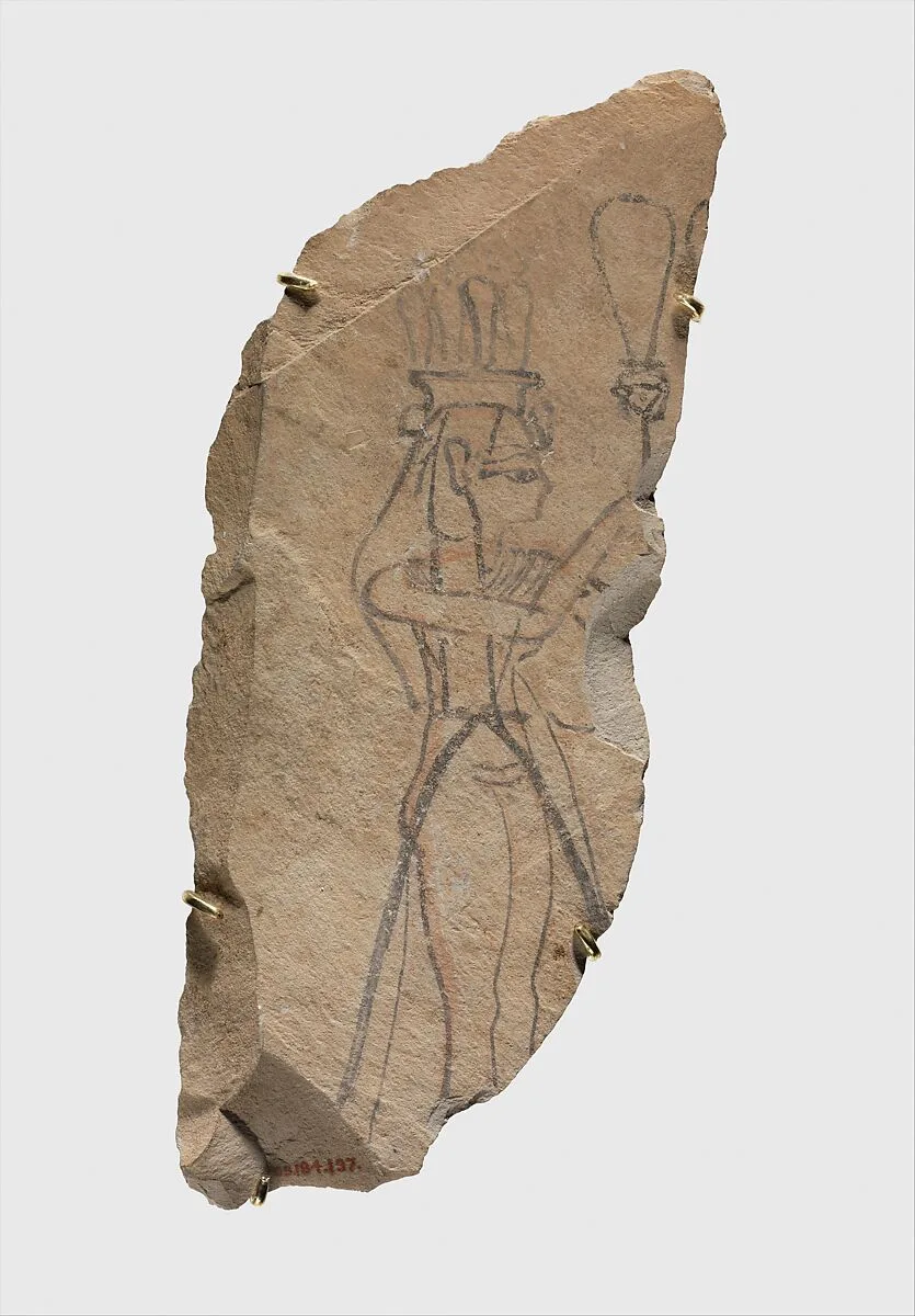 Ostracon Depicting a Queen Holding a Sistrum — Unknown