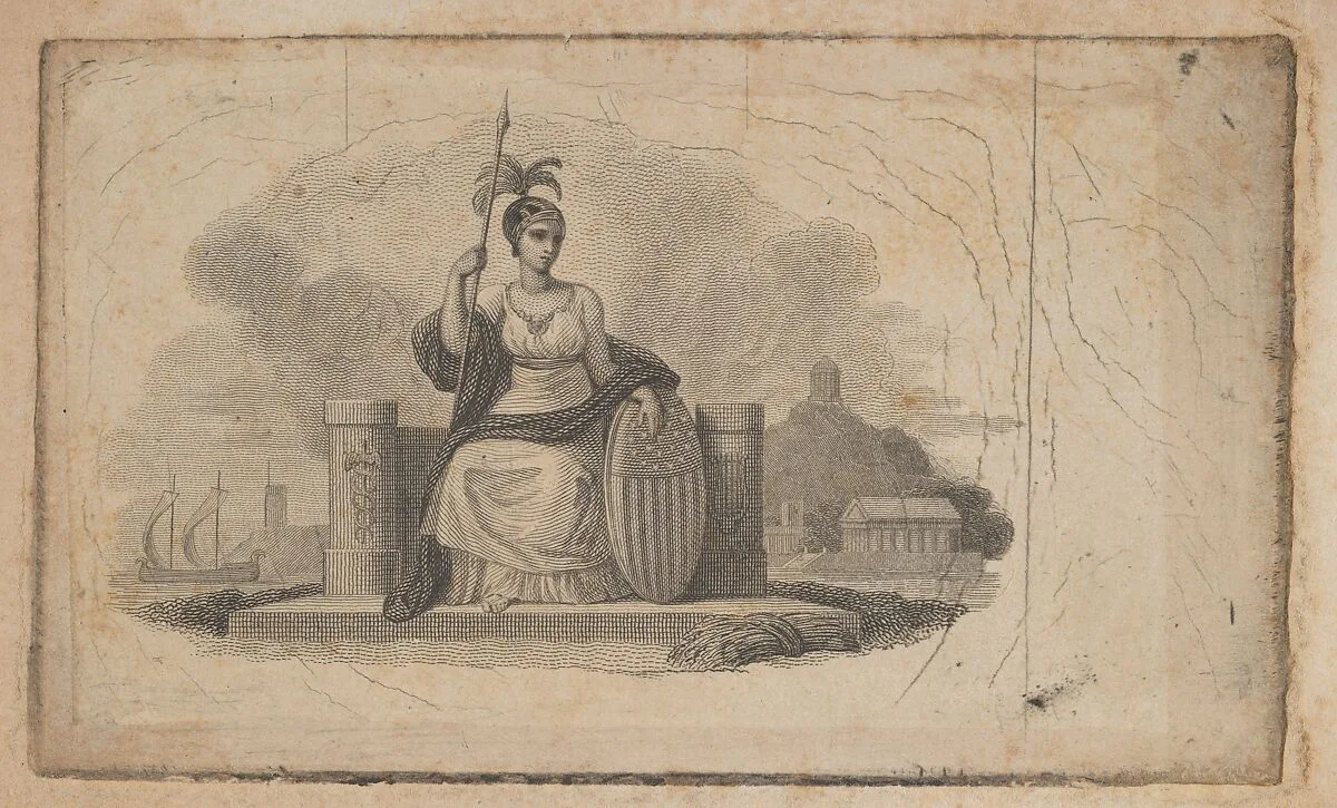 Banknote vignette with Allegory of America — Asher Brown Durand|A. B. & C. Durand & Company|Durand, Perkins, and Company