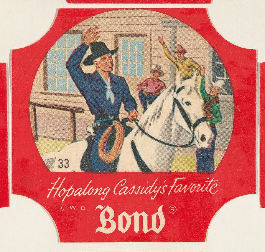 No. 33, from the Hopalong Cassidy bread labels series (D290-8) issued by Bond Bread — Warner Bros|Bond Bread