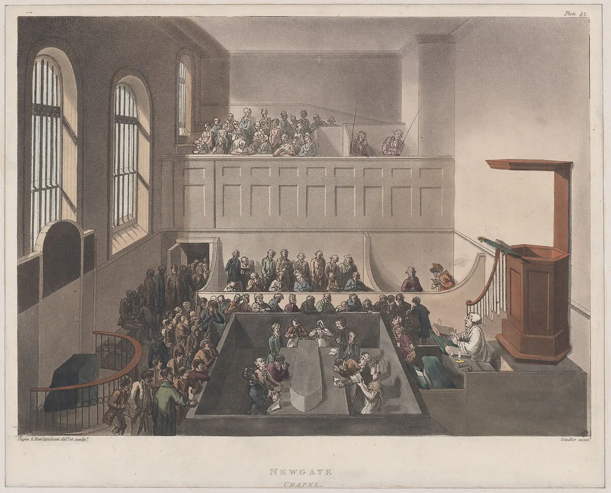Newgate Chapel — Thomas Rowlandson|Auguste Charles Pugin|Rudolph Ackermann, London|Joseph Constantine Stadler
