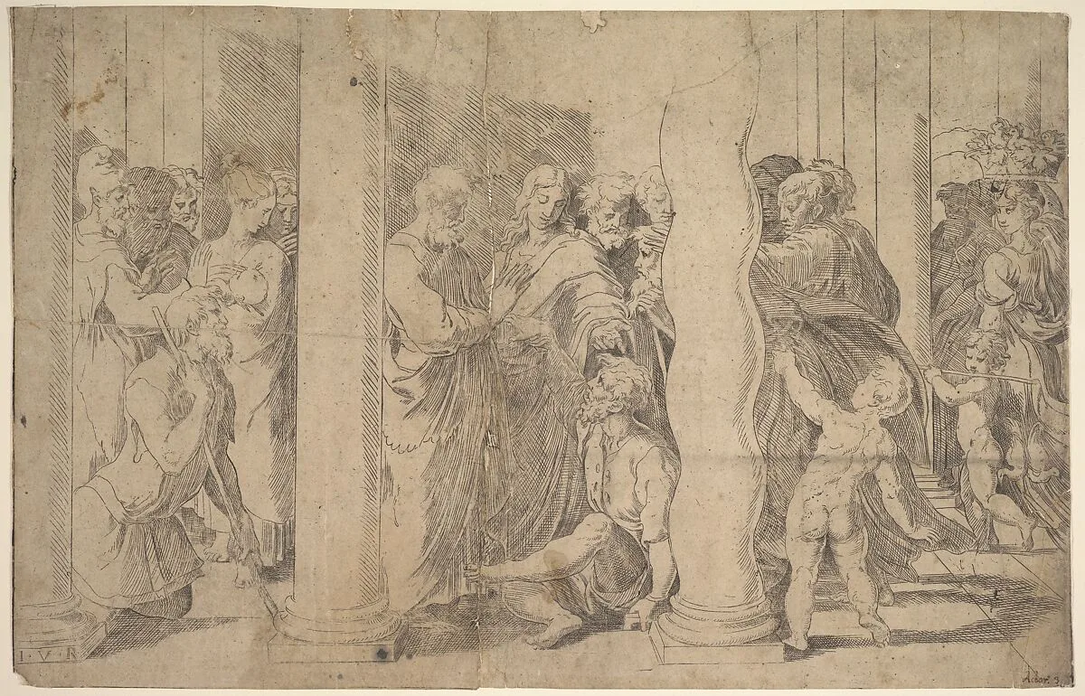 Saints Peter and John healing the Sick — Anonymous, Italian, 16th century|Parmigianino (Girolamo Francesco Maria Mazzola)