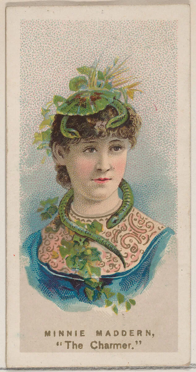 Minnie Maddern as "The Charmer," from the series Fancy Dress Ball Costumes (N73) for Duke brand cigarettes — W. Duke, Sons & Co.|Knapp & Company