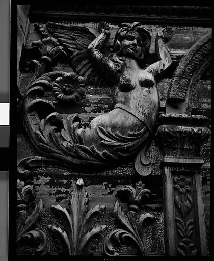 [Relief Carving on Ringling Bandwagon, Circus Winter Quarters, Sarasota, Florida]