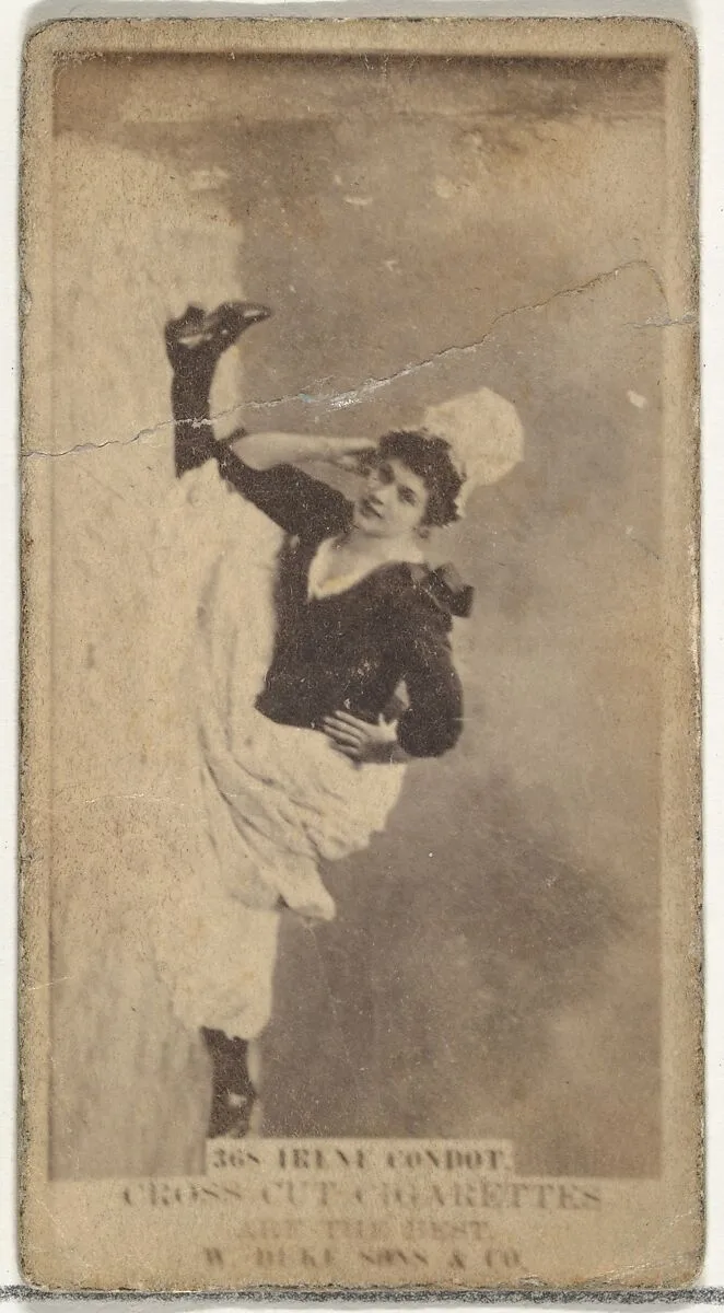 Card Number 368, Irene Condot, from the Actors and Actresses series (N145-3) issued by Duke Sons & Co. to promote Cross Cut Cigarettes — W. Duke, Sons & Co.