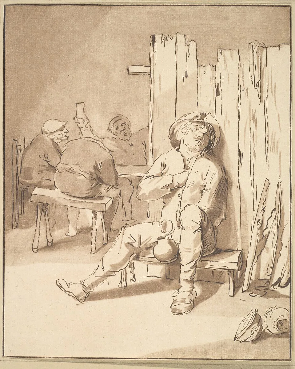 Drunken Farmer in an Inn — Cornelis Ploos van Amstel|Adriaen Brouwer