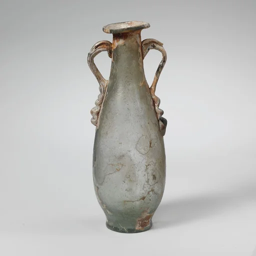 Glass two-handled bottle