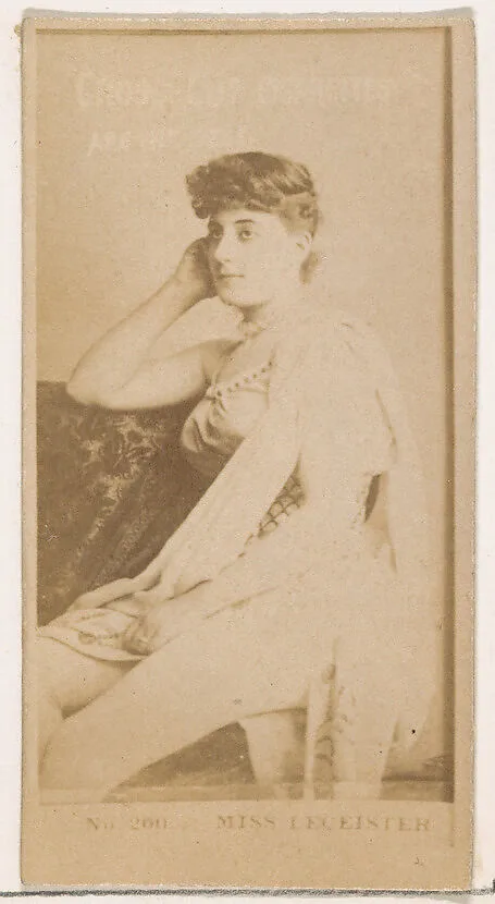 Card Number 200, Miss Leicester, from the Actors and Actresses series (N145-2) issued by Duke Sons & Co. to promote Cross Cut Cigarettes — W. Duke, Sons & Co.