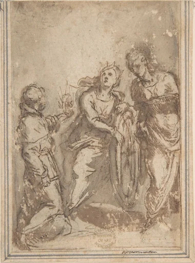 Saint Catherine Flanked by a Male and a Female Saint