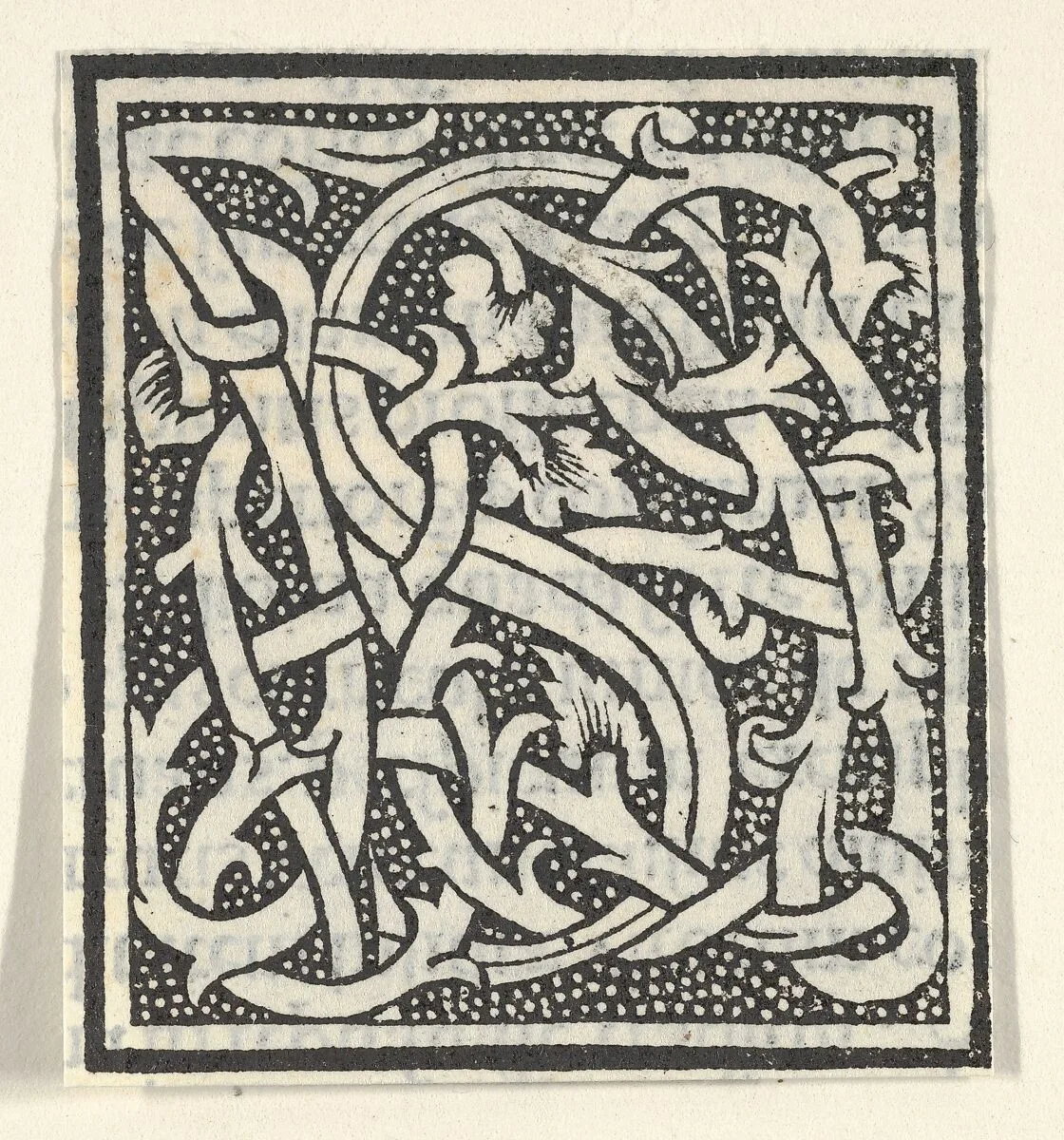 Initial letter S on patterned background — Anonymous, Italian, 16th century