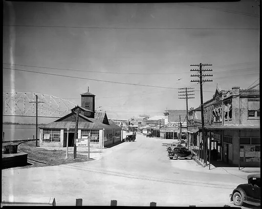 [Main Street, From Across Railroad Tracks, Morgan City, Louisiana]