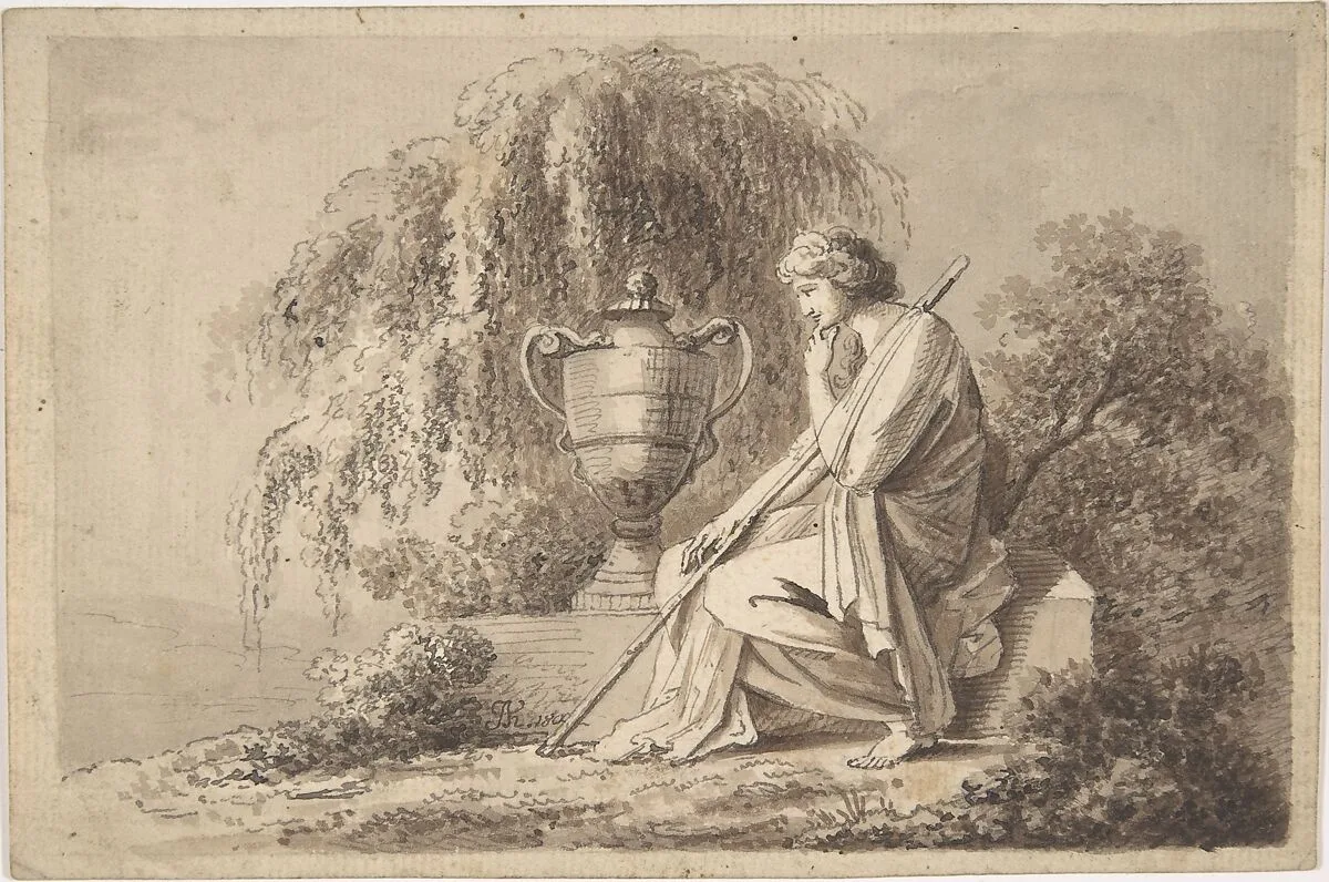 Female Figure Seated Beside an Urn — Angelica Kauffmann