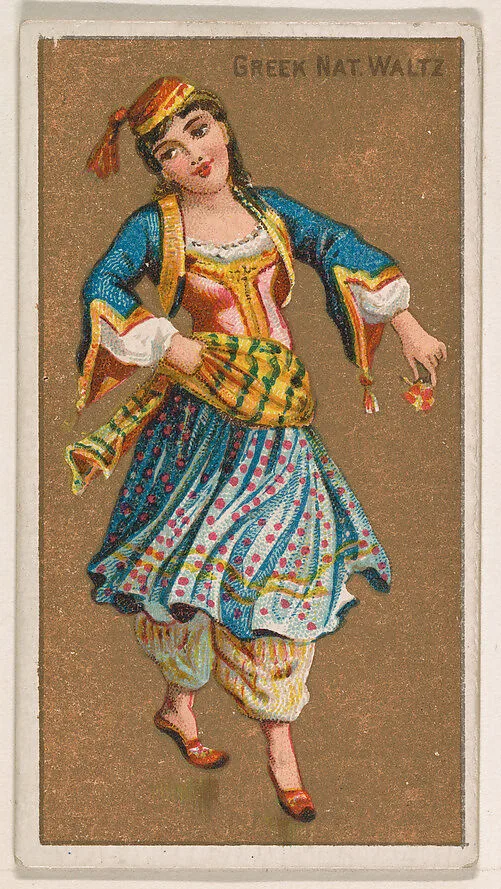 Greek National Waltz, from National Dances (N225, Type 1) issued by Kinney Bros. — Kinney Brothers Tobacco Company