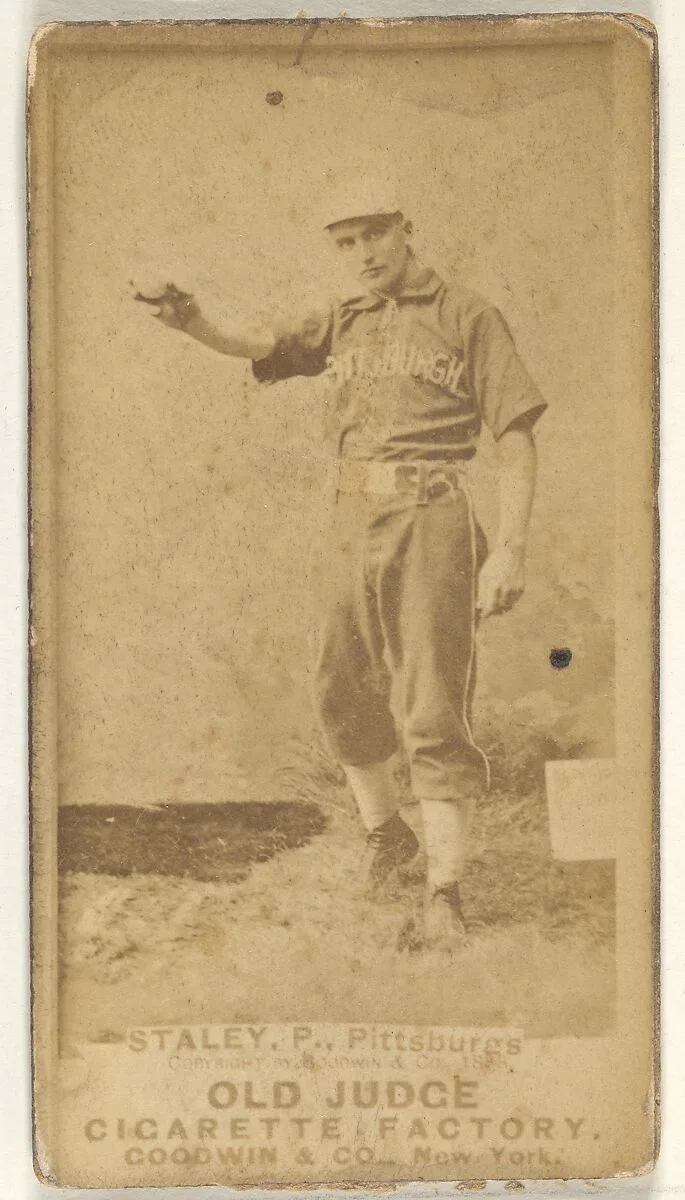 Henry "Harry" Eli Staley, Pitcher, Pittsburgh, from the Old Judge series (N172) for Old Judge Cigarettes — Goodwin & Company