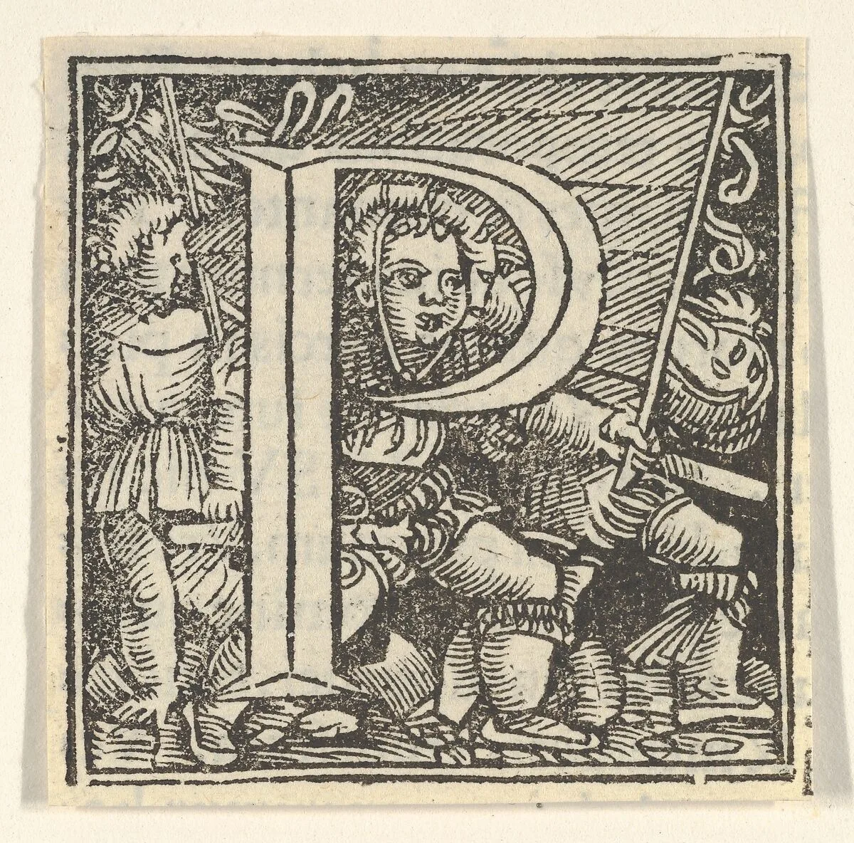 Initial letter P with children — Heinrich Vogtherr the Elder