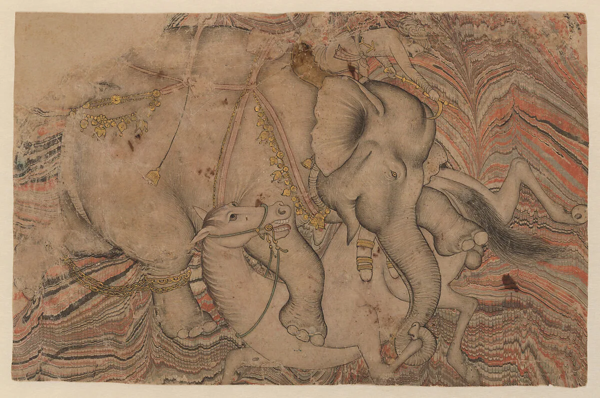 Elephant Trampling a Horse — Unknown