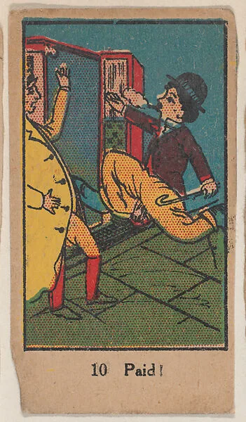 "Paid !" trade card from the Charlie Chaplin Movie Drawings series (W539) — Unknown