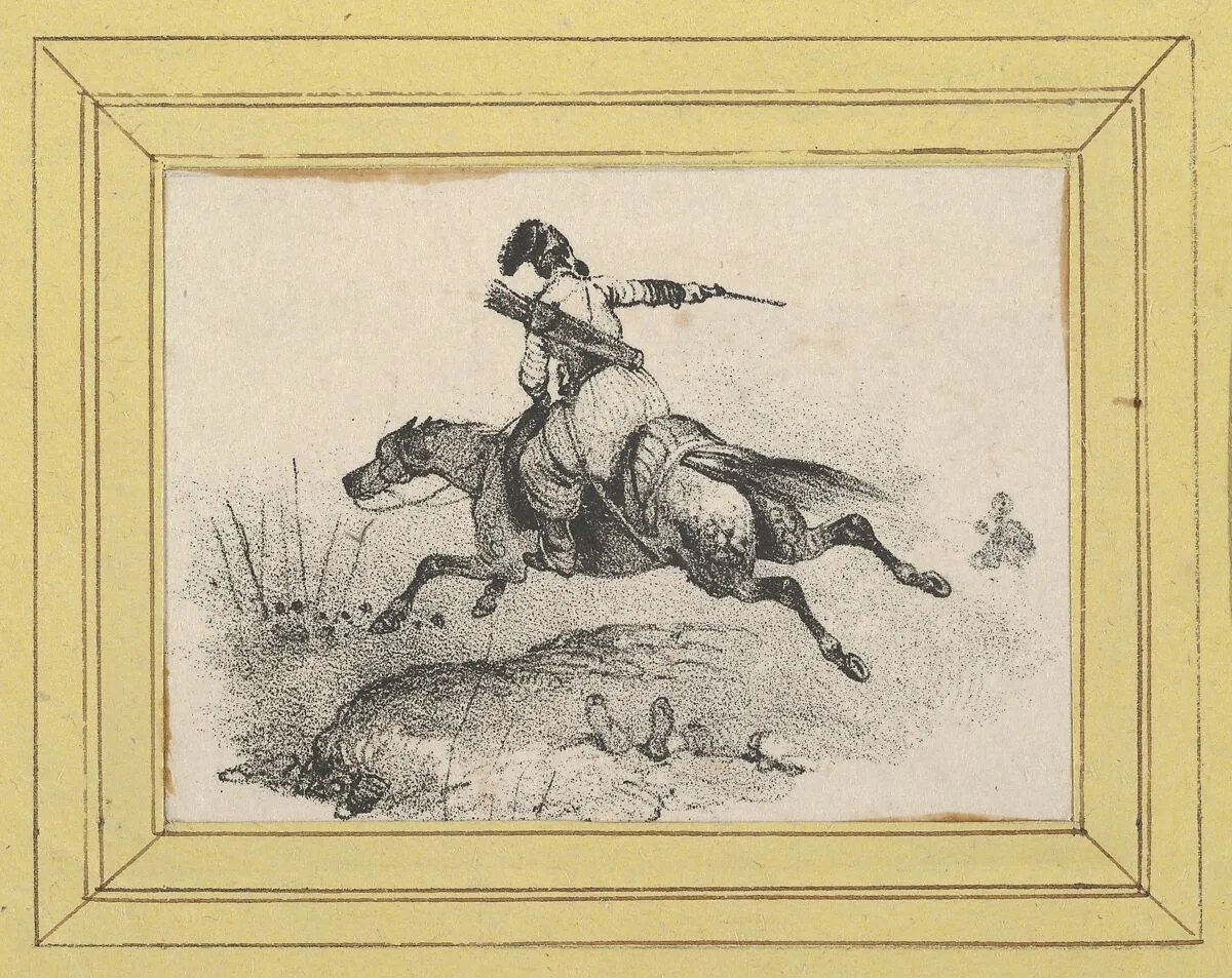 Soldier on galloping horse — Victor Adam