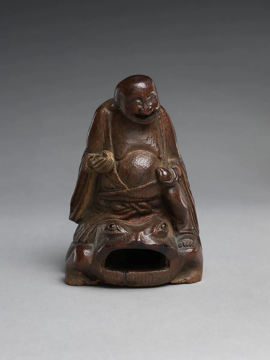 清 竹雕劉海戯金蟾|Immortal Liu Hai astride a toad — Unknown