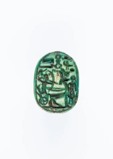 Scarab Depicting Seti II In His Chariot Shooting a Bow and Arrow.