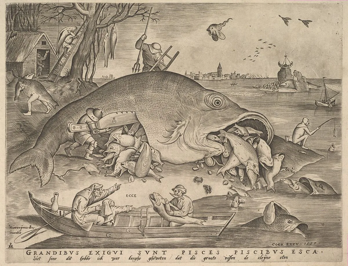 Big Fish Eat Little Fish — Pieter van der Heyden|Pieter Bruegel the Elder|Hieronymus Cock