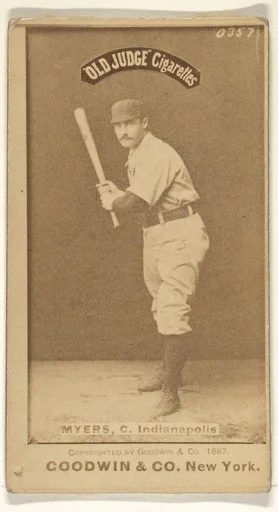 Myers, Catcher, Indianapolis, from the Old Judge series (N172) for Old Judge Cigarettes