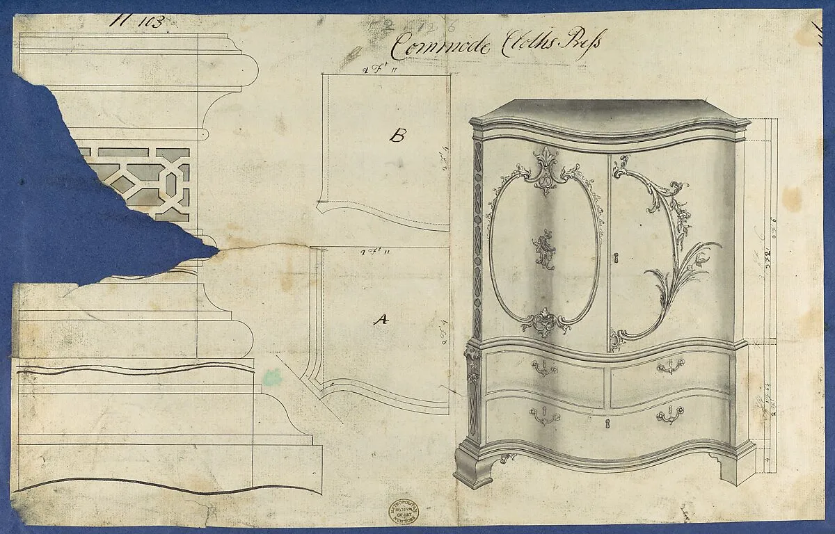 Commode Clothes Press, from Chippendale Drawings, Vol. II — Thomas Chippendale