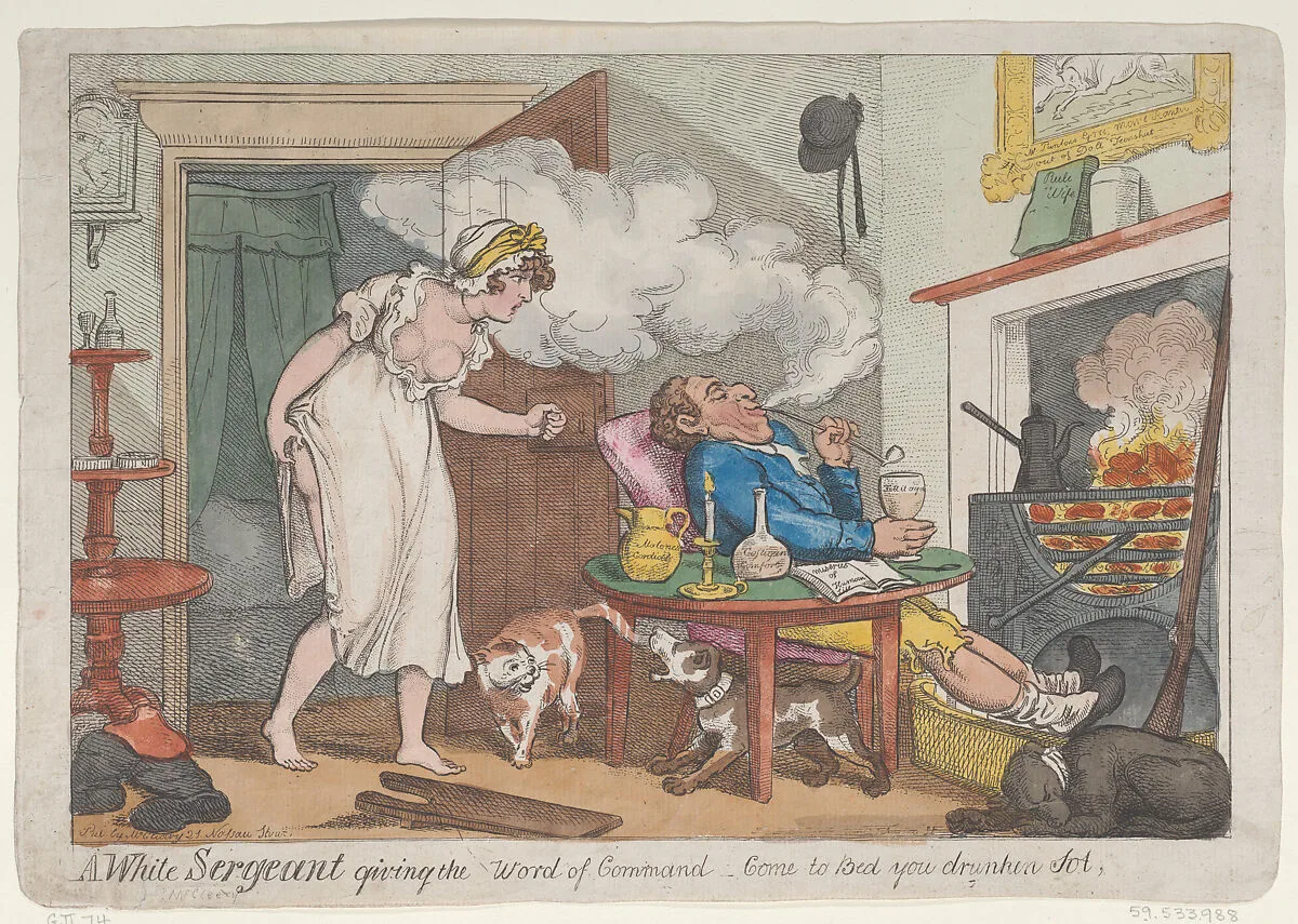 A White Sergeant giving the word of command - "Come to Bed you drunken sot" — Thomas Rowlandson|William McCleary