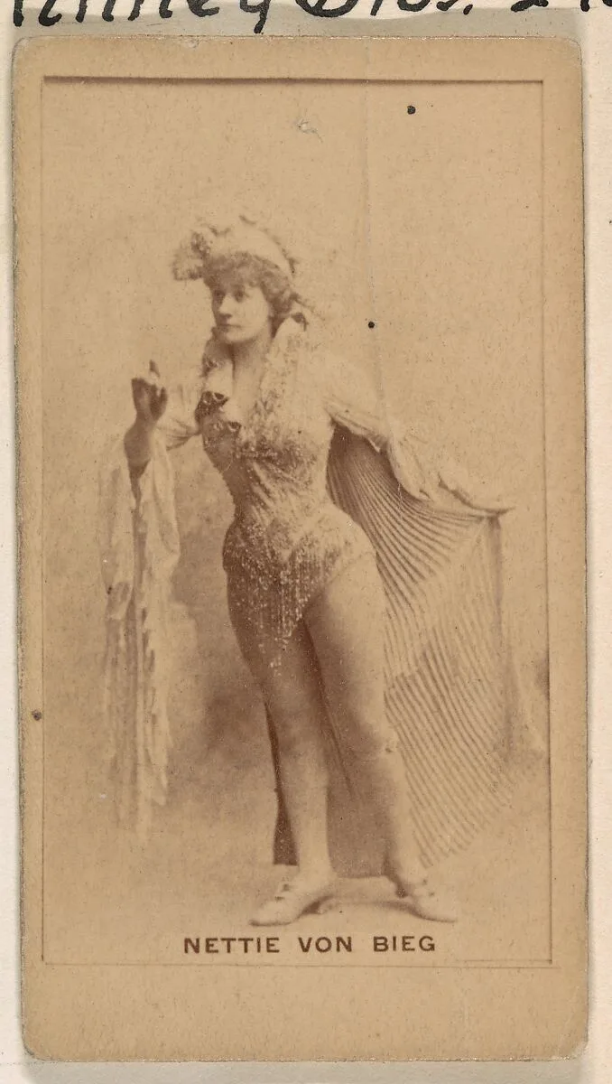 Nettie Von Bieg, from the Actresses series (N245) issued by Kinney Brothers to promote Sweet Caporal Cigarettes — Kinney Brothers Tobacco Company