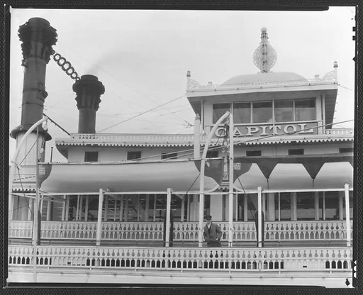 [The Steamboat "Capitol" with Man on Deck, New Orleans, Louisiana]