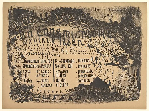 An Enemy of the People, Program for Théâtre de l'Oeuvre, November 1893 — Edouard Vuillard