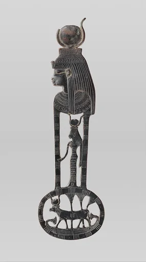 Menat counterpoise with figures of Hathor as a woman and a cow