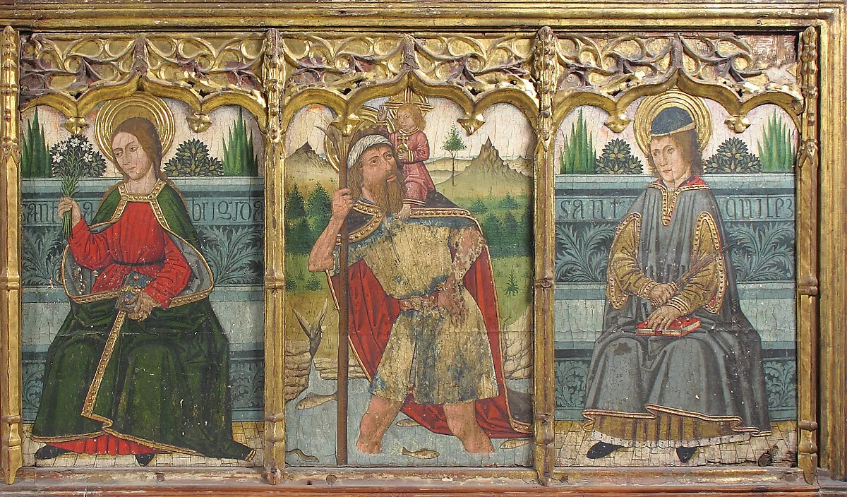 Predella pane with Saint Bridget, Saint Christopher, and Saint Kilian from Retable — Domingo Ram