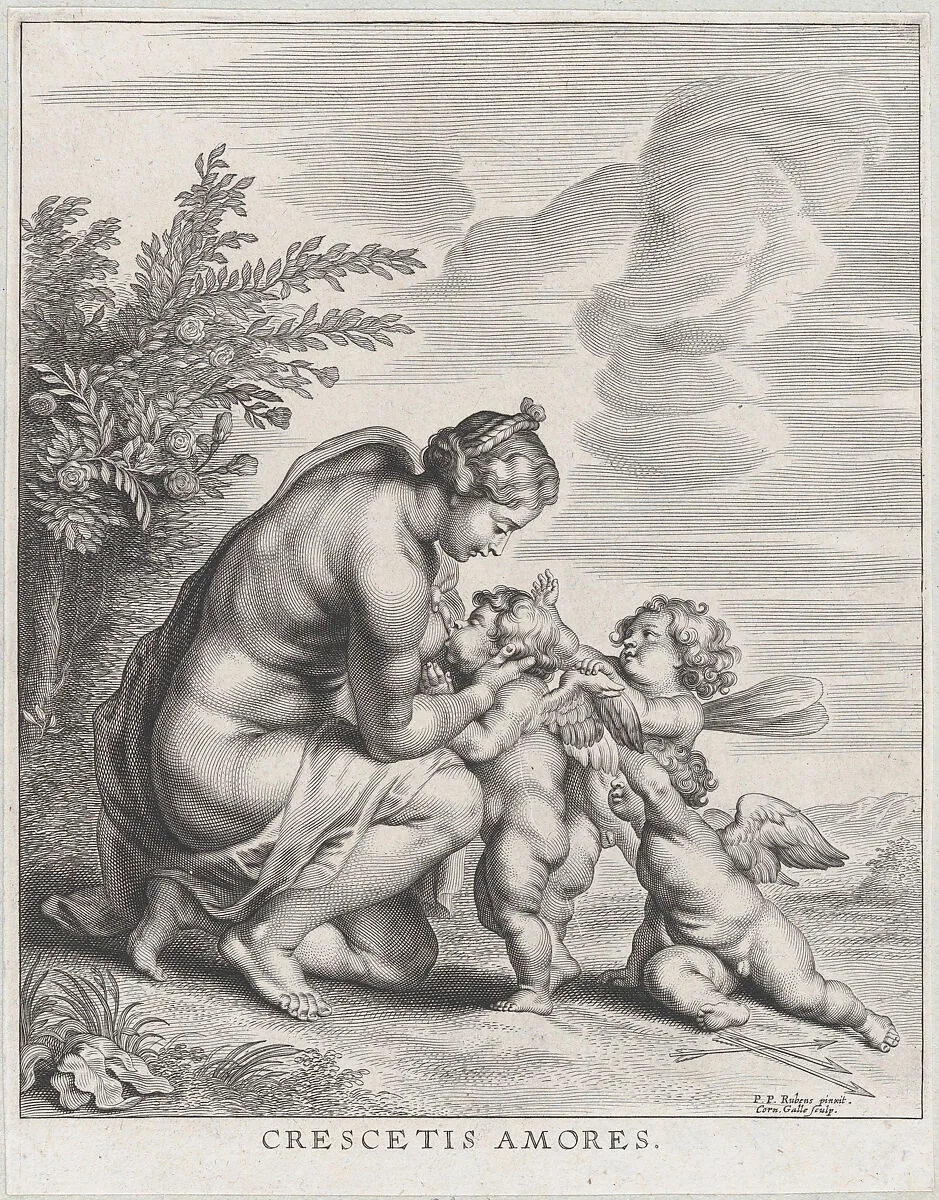 Venus nursing three Cupids in a landscape — Cornelis Galle II|Peter Paul Rubens